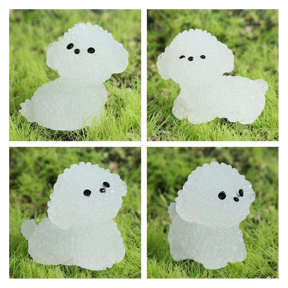 Handmade Mini Luminous Poodle Dog Figurines Cartoon Micro Landscape Decoration Garden