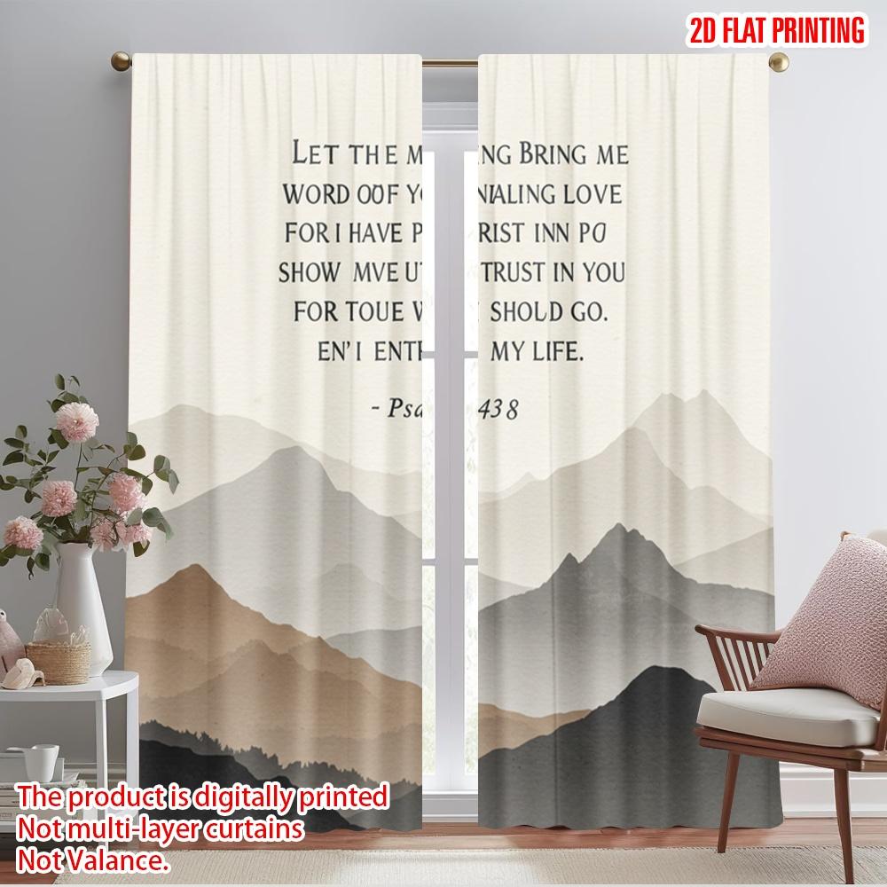 

2pcs 2D flat printing Window Treatment Curtains Morning Trust Love Mountains Polyester Without Electricity Festive Curtains for 52.50×116.00 CM 2pcs