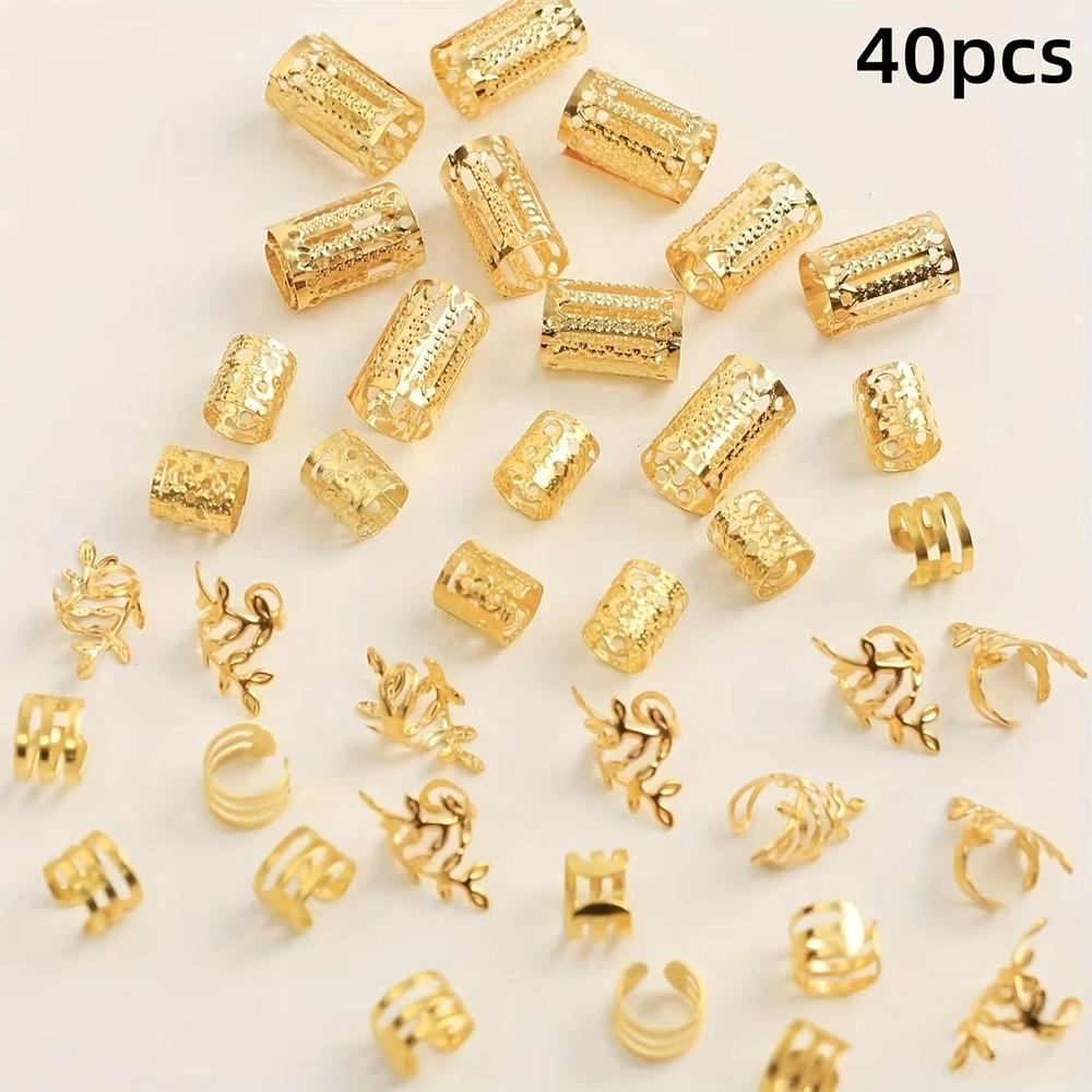 40Pcs/Set Elegant Braids Loc Hair Jewelry Hair Braider Decoration For Women Girls Gold