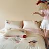 100SA All-Cotton Princess Heart Embroidered Towel & Duvet Set - 3 Pieces