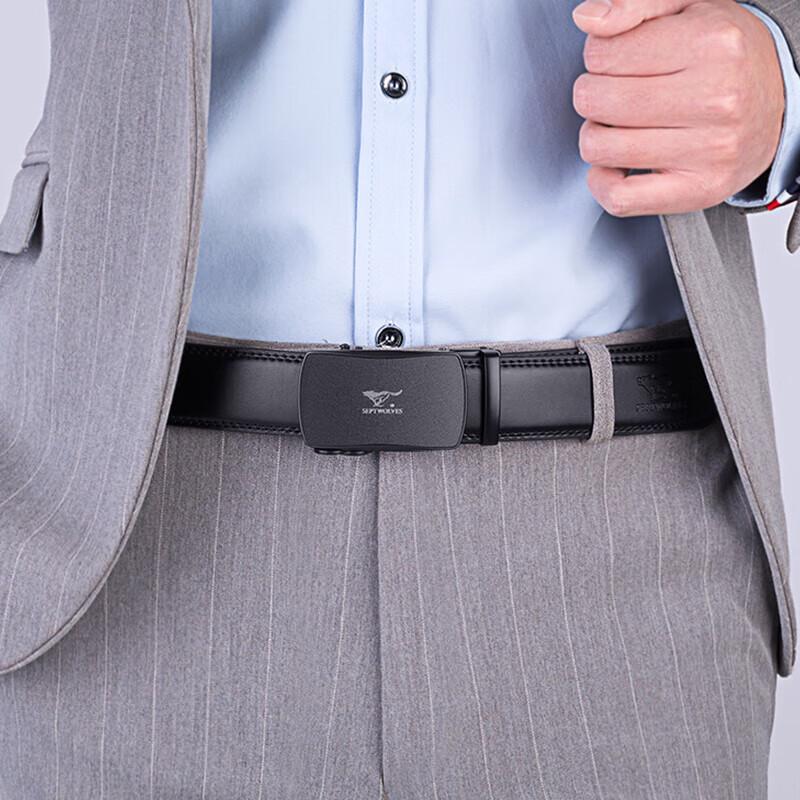 Septwolves Men s Genuine Leather Automatic Buckle Belt 110cm