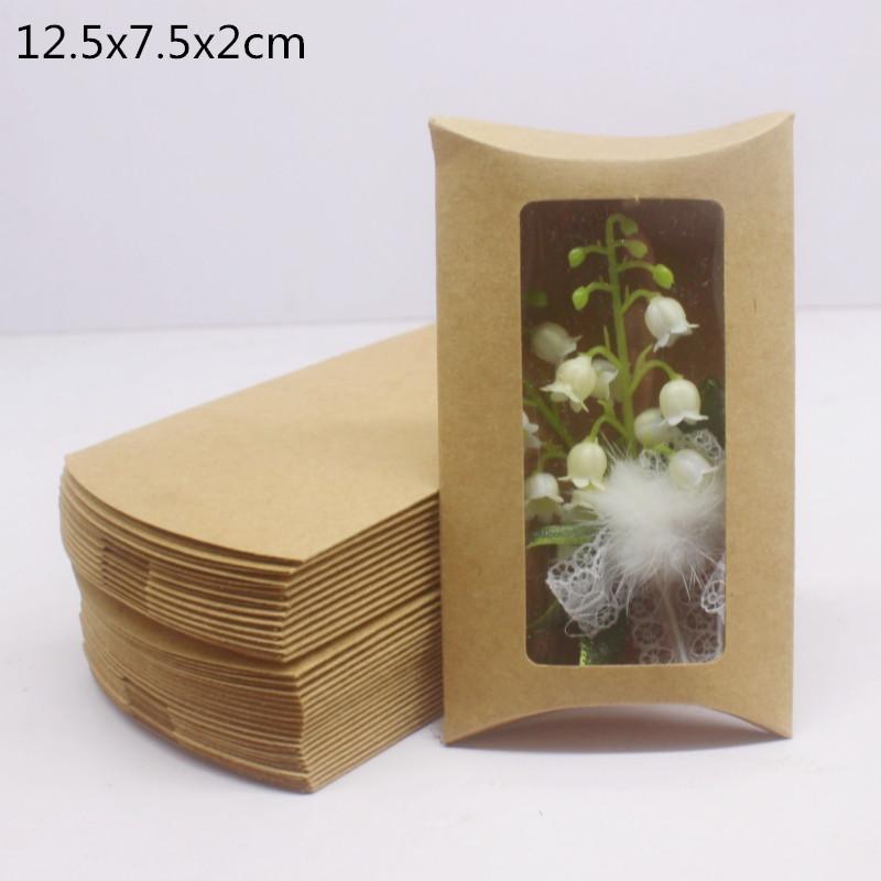 DIY Blank Paper Gift Box .Mutli Size Pillow Gift Box with Clear Pvc Window,kraft/white/black Paper Window Box for Gift 10pcs
