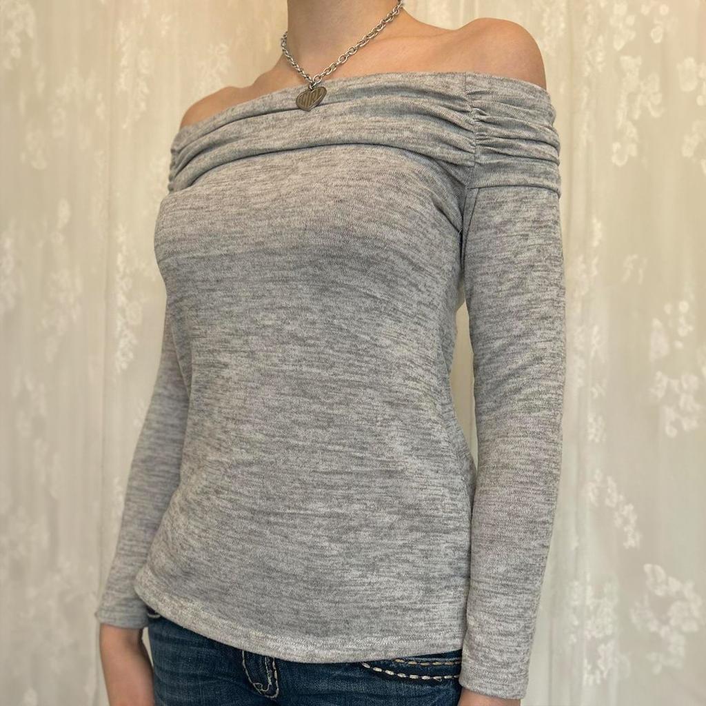 Hot Girl Style Tube Top Solid Color Long-sleeved T-shirt for Women 2025 Autumn and Winter