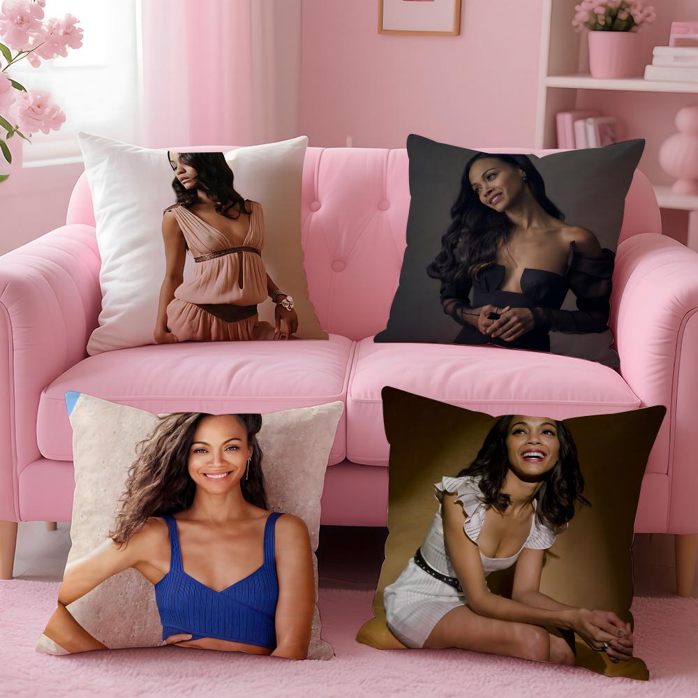 Actress Zoe Saldana Cushion Cover Cushion Cover Set 4Pcs 50X50 45X45 40X40 Pillowcase Decorative Sofa Home Decor