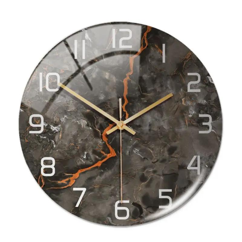 Wall Clock New Listing Round Marble Three-Dimensional Clock Home Decorations For Living Room Kitchen Bedroom And Office 30CM