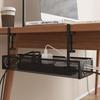 Punch-Free Retractable Under-Desk Cable Management Shelf and Storage Rack