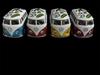 KINSFUN Volkswagen Bus Seaside Design Mini Pull-Back Car Set of 4 Diecast Metal Miniature Buses
