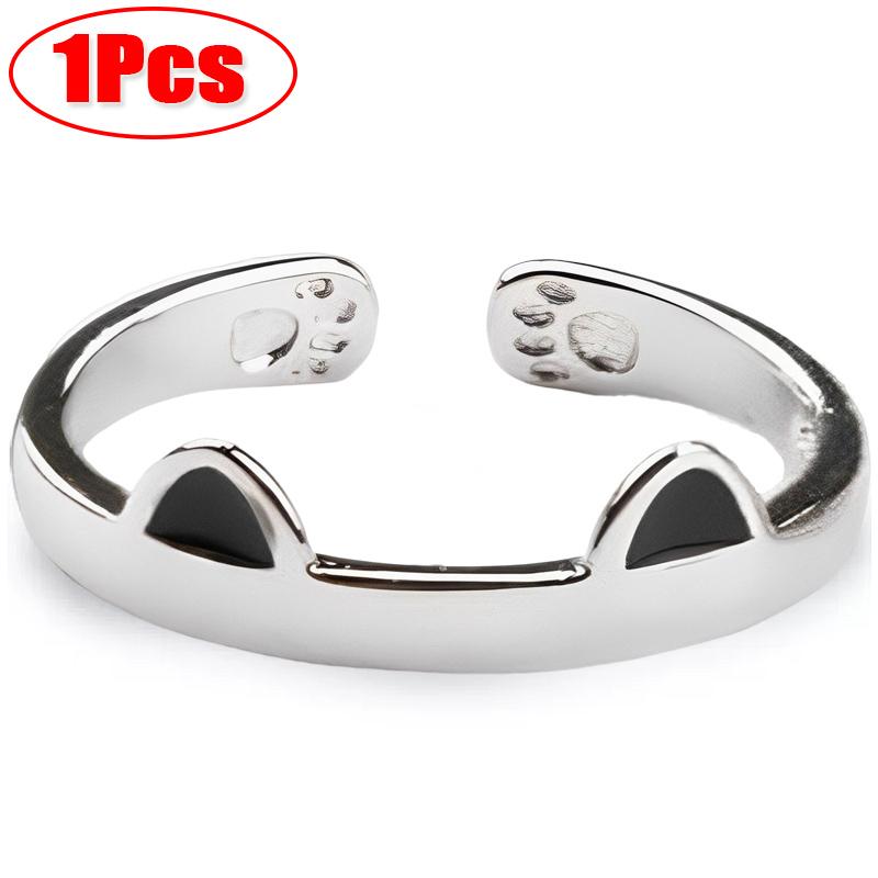 

2Pcs Cute Cat Rings for Women Girls Adjustable Cat Ears Paw Animal Finger Ring Couple Cartoon Little Cat Kitten Gift Jewelry чёрный
