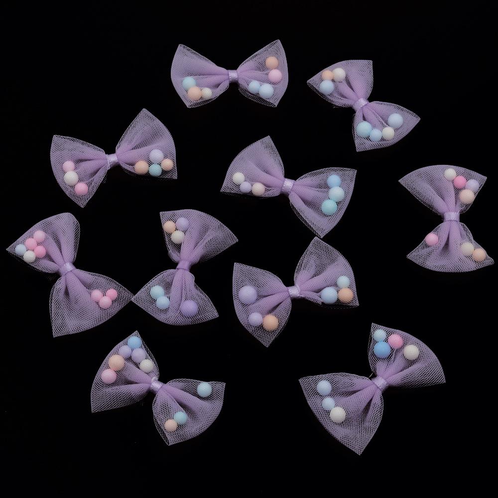 10pcs/lot 3x4cm Candy Color Organza Bows Mesh Lace Bow With Foam Ball For Girls DIY Clothing Headwear Decorative Accessories