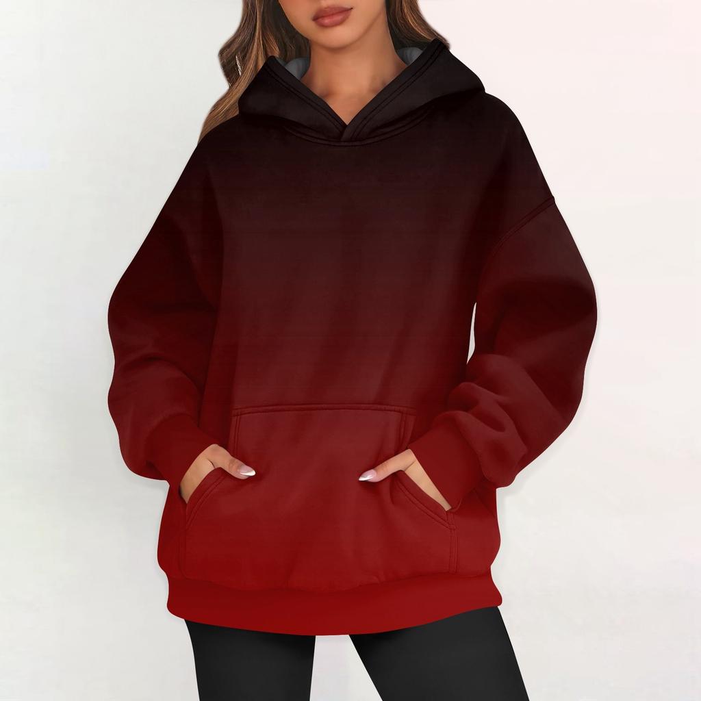 Dámské nadměrné mikiny s fleecovou kapucí, pulovry s dlouhým rukávem, outfity s kapsou