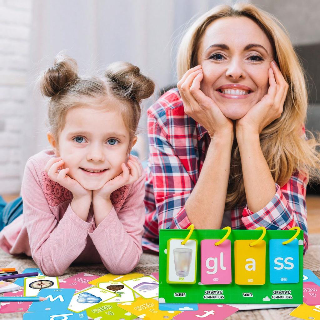 81pcs CVC Word Flip Charts Desktop Chart Card Set Interactive Spelling Game, Word Building Cards, Educational Spelling Toy, Literacy Learning Card