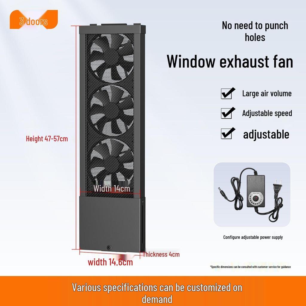 No-Installation, Drill-Free Window Exhaust Fan for Bedroom Ventilation