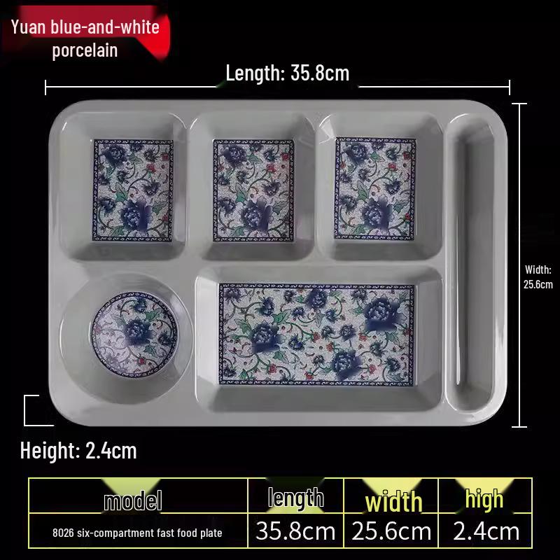 Melamine Tableware: 3, 4, and 6-Compartment Plates and Bowls for School Cafeterias