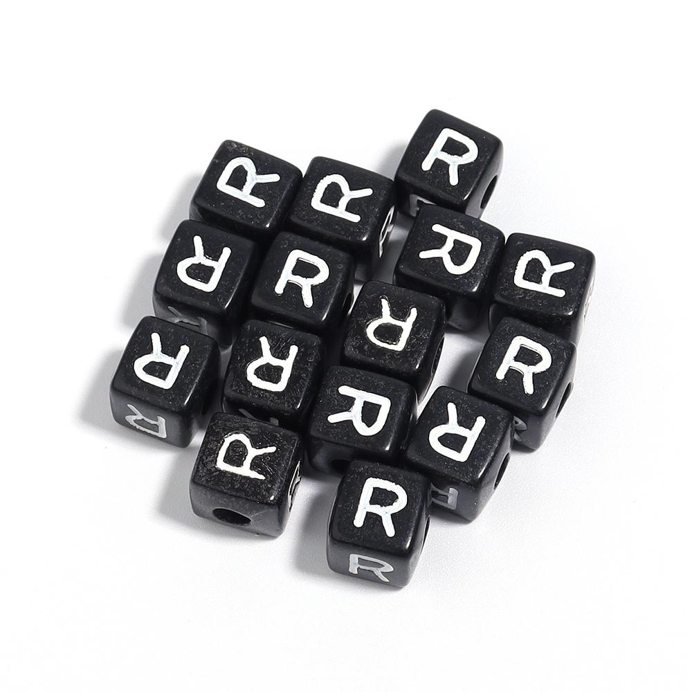 50-100 Stück Schwarze Acryl Buchstabenperlen A-Z Alphabetperlen Würfel Abstandshalterperlen Für DIY Armband Halskette Schmuckherstellung Zubehör