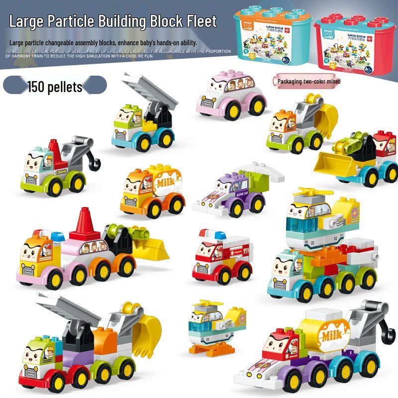 Large Particle Interlocking Police Car Building Blocks for Kids