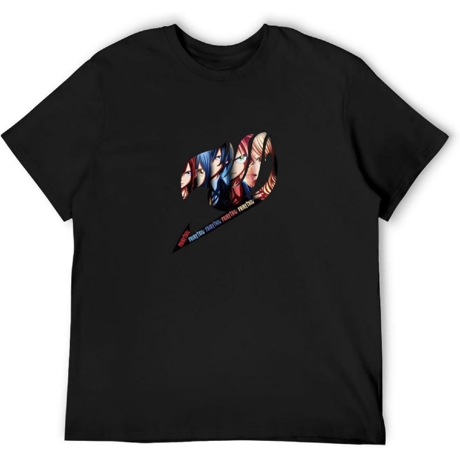 MYCHOME Men s Fairy Tail Group T-Shirts Black S