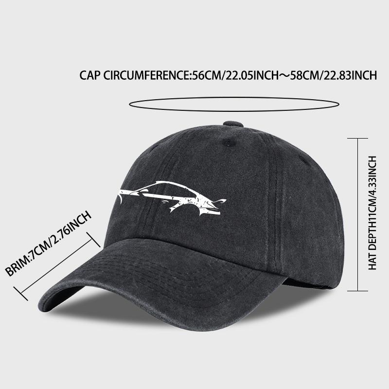 Classic Sports Car Silhouette Baseball Cap Unisex Retro Washed Cotton Adjustable Dad Hat Casual Automotive Sun Hat