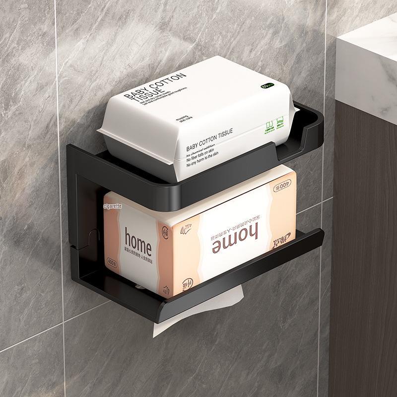 Wall-Mounted No-Punch Bathroom Tissue and Towel Holder