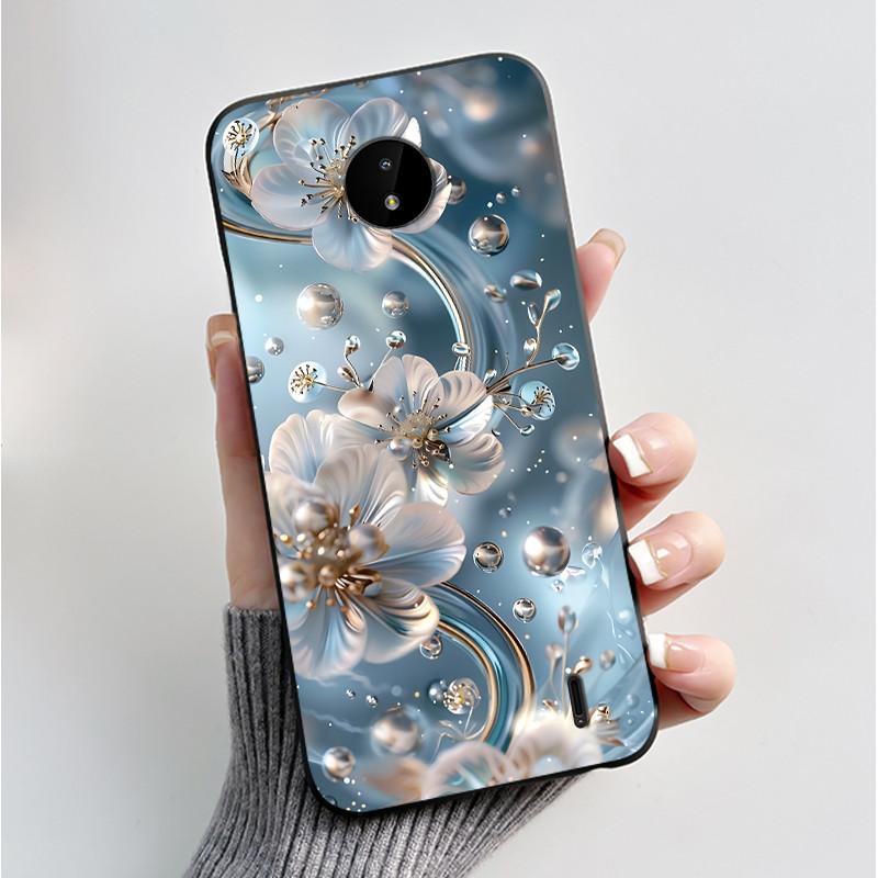 For Nokia C10 C20 C20 Plus Phone Case Luxury Fashion Butterfly Flowers Black Soft TPU Full Protective Cover For NokiaC10 Casing