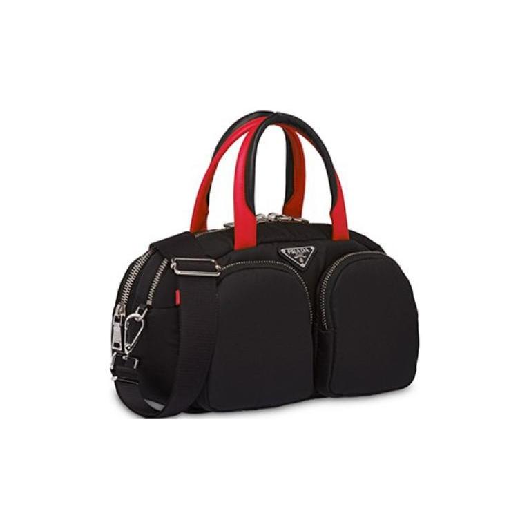 Prada Fashion Versatile Brand Letter Zipper Closure Nylon Tote Bag Women handbags Black 1BB062-000-2CK1F-0-D9A