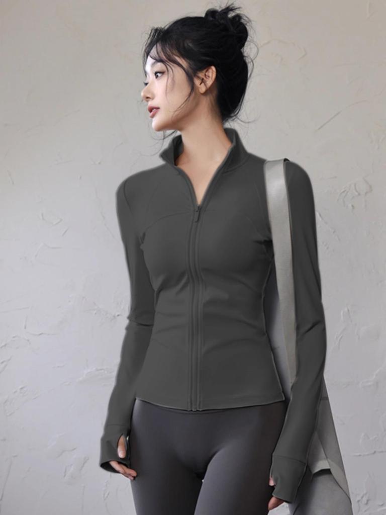 Giacca Corta da Donna Slim Fit - Collo Alto Versatile, Maniche Lunghe, Perfetta per Corsa, Yoga e Attività Fitness all'Aperto