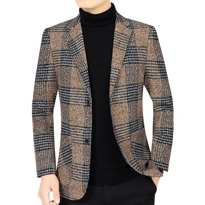 Blazers Heren Slim Fit Brits Ruit Formeel Pakjas Feest Bruiloft Zakelijk Casual Blazers Mannelijk