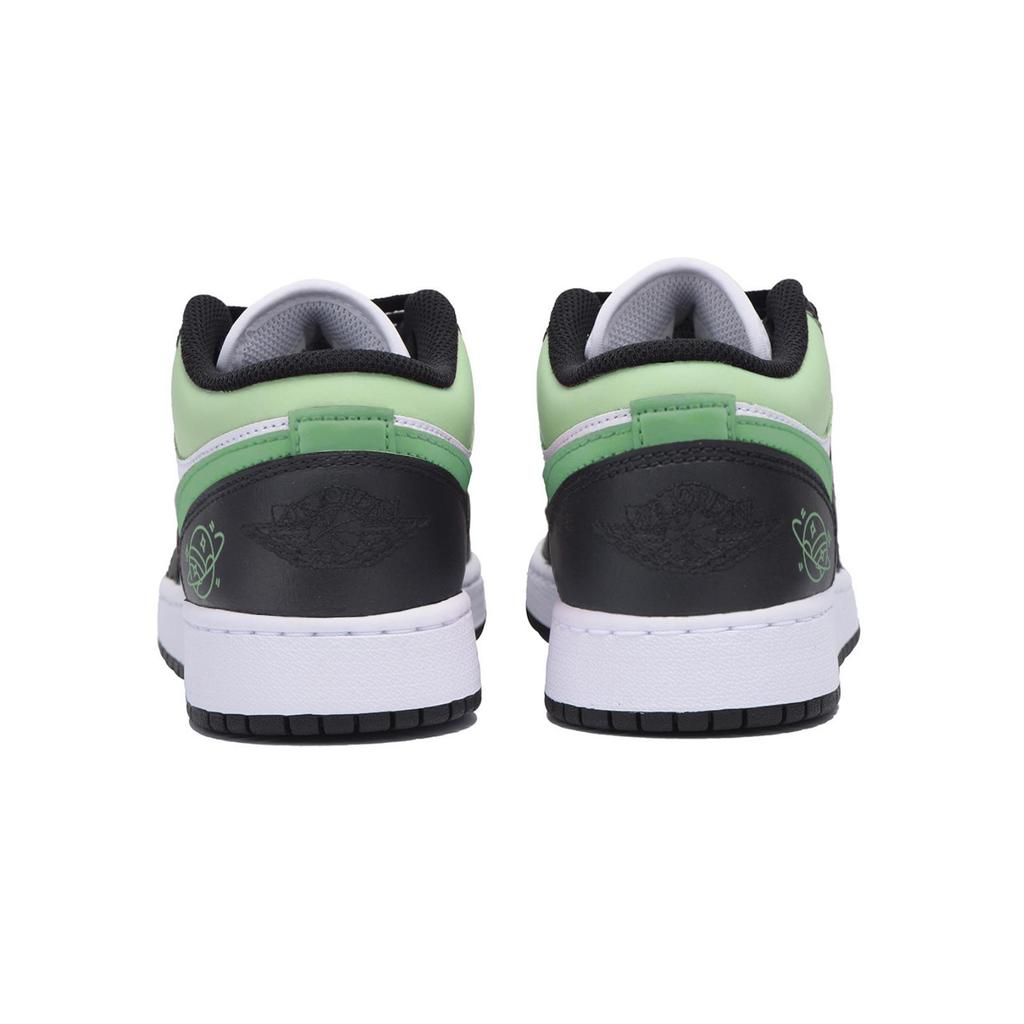 Jordan Air Jordan 1 Abrasion Resistant Slip Resistant Low top Vintage Basketball Shoes Men's Black White Green 553558-131(Team85-)