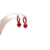 Exquisite Light Luxury Red Diamond Love Ear Buckle, Advanced Sense, New Temperament, Small Red Heart Simple and Versatile Earrings, Earrings.