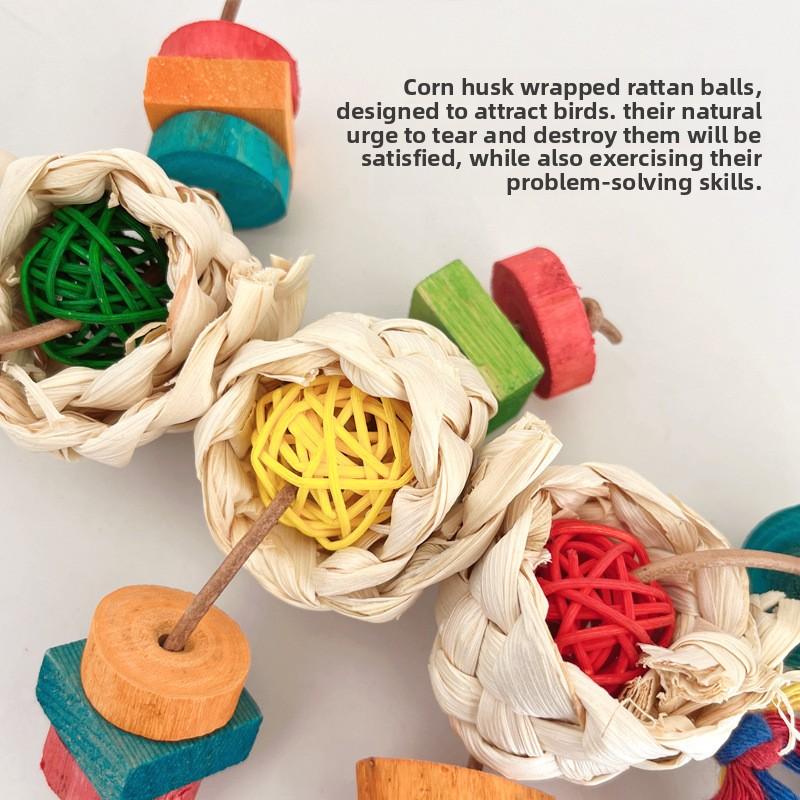 Natural Chewable String for For Bird Parrot Toy Boredom Relief Intelligence-Boosting Colorful Decor for Bird Cages Parrot Supply