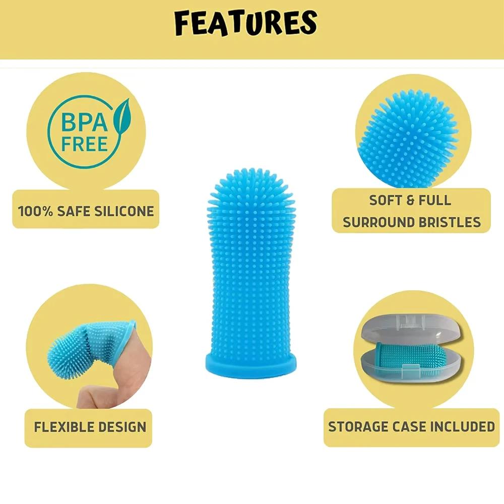 1Pc Dog Super Soft Pet Finger Toothbrush Teeth Cleaning Bad Breath Care Nontoxic Silicone Tooth Brush Tool Dog Cleaning Supplies