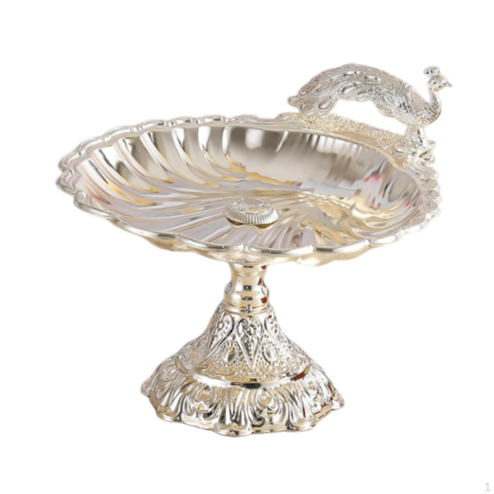 

Decorative Pedestal Fruit Plate Bowl Footed Metal for Kitchen Restaurant S Sliver