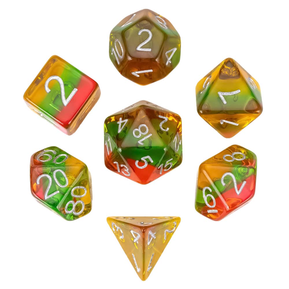 Cusdie 7Pcs Pride Flag Dice DND Trans-Pride D&D Dice Multicolor D4-D20 Polyhedral Dice Set for Role Playing Game Board Games