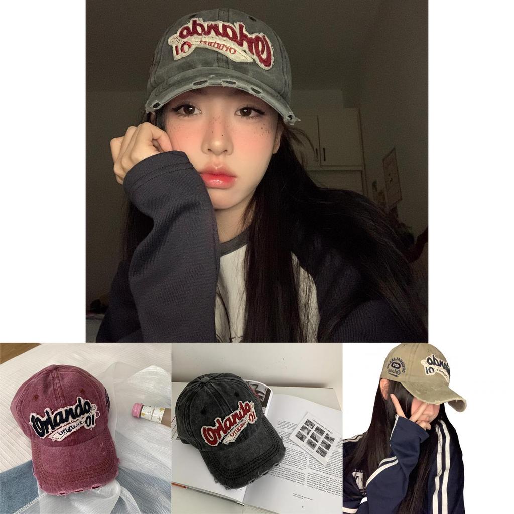 Trendy Vintage Style English Embroidery Baseball Cap For Women Sun Protection