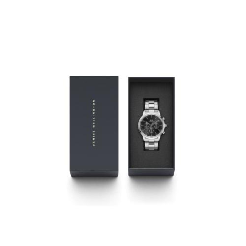 [Official Shop/2-Year Warranty/] Daniel Wellington Iconic Chronograph 42 Link S Black Sunray Men's Watch, Mechanical Automatic, Luxury Watch, Gift