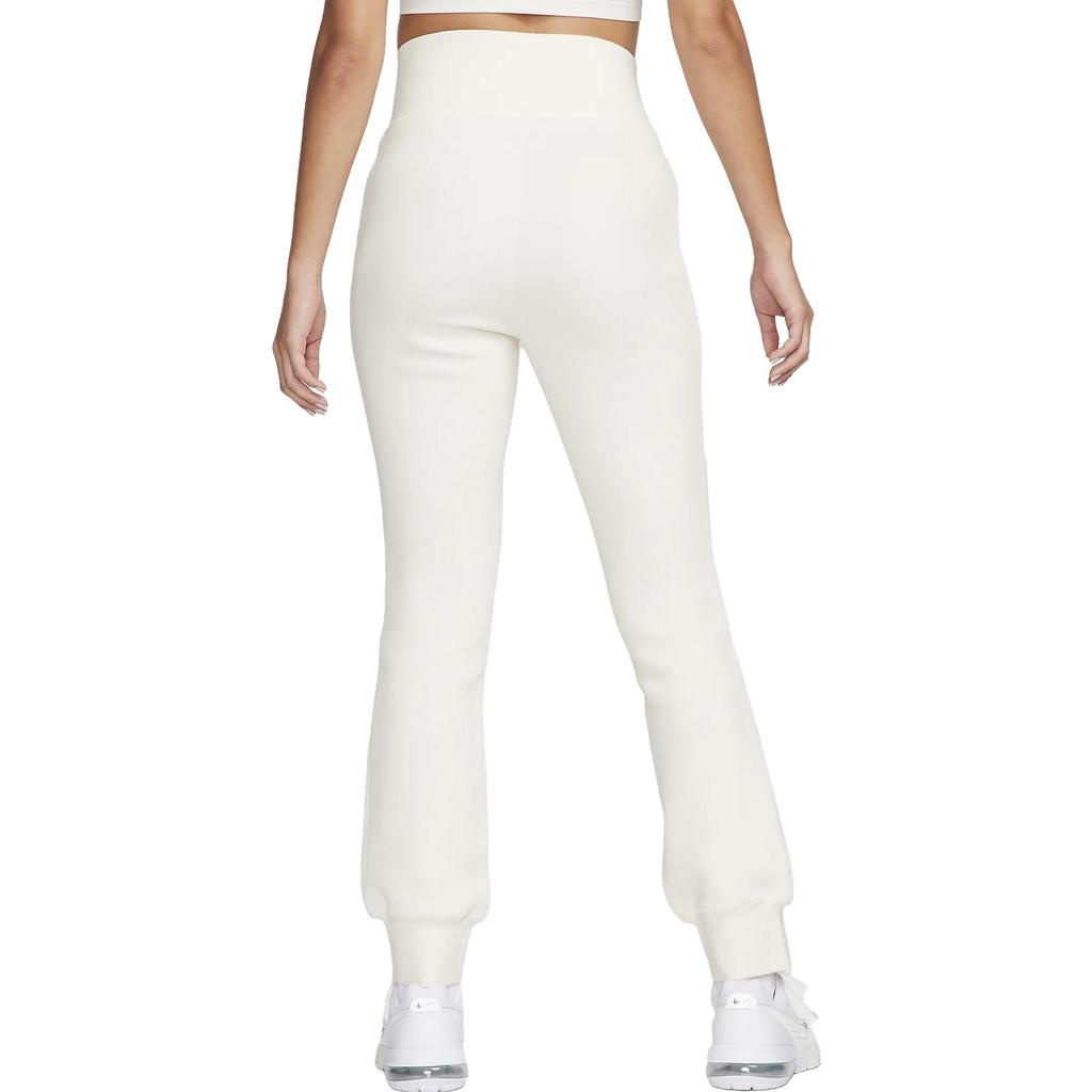 Nike Pantaloni Sportivi in Maglia a Righe Vita Alta Vestibilità Slim Fit Zip ai Polsini Donna Fondo Avorio FN7130-110