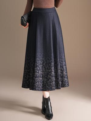 Winter 2025 High-Waisted Pleated A-line Midi Skirt - Slim Fit and Fashionable