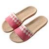 Women Men Block Linen Indoor and Outdoor Home Wooden Floor Tiles Slip Summer Four Seasons Linen Open Toe Straw Straw Slippers