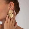 Salircon Exquisite Irregular Half Flower Stud Earrings Women Trendy Elegant Line Petal Earrings Jewelry Accessories Gift New