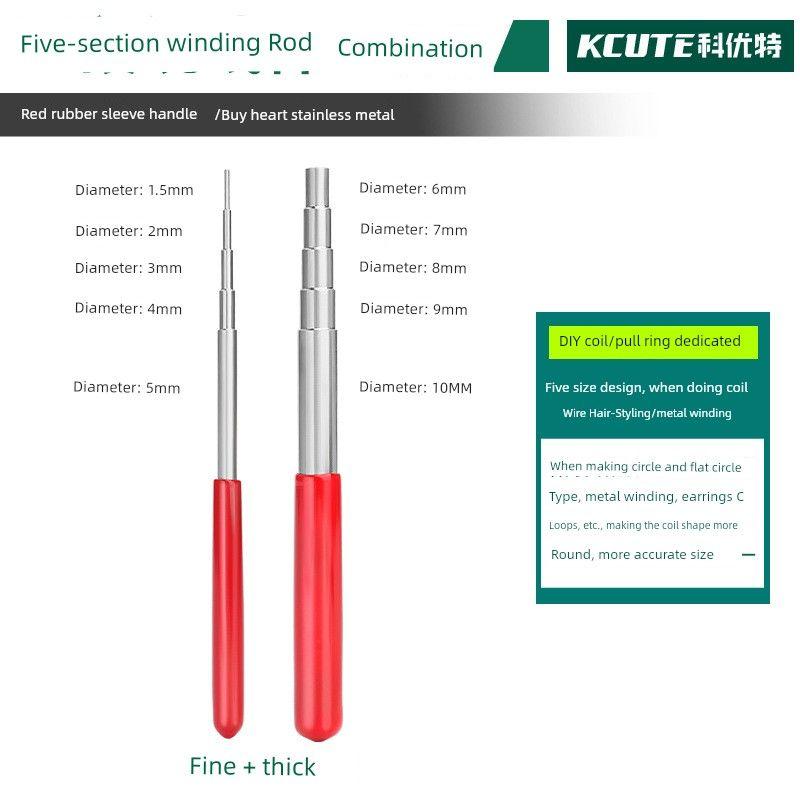 

Winding Rod Handmade Braid Rope Braided Coil Rod Metal Jewelry Winding Pliers Gold Wire Carrying Strap Winding Copper Wire Tool Red Thin + thick winding Rod