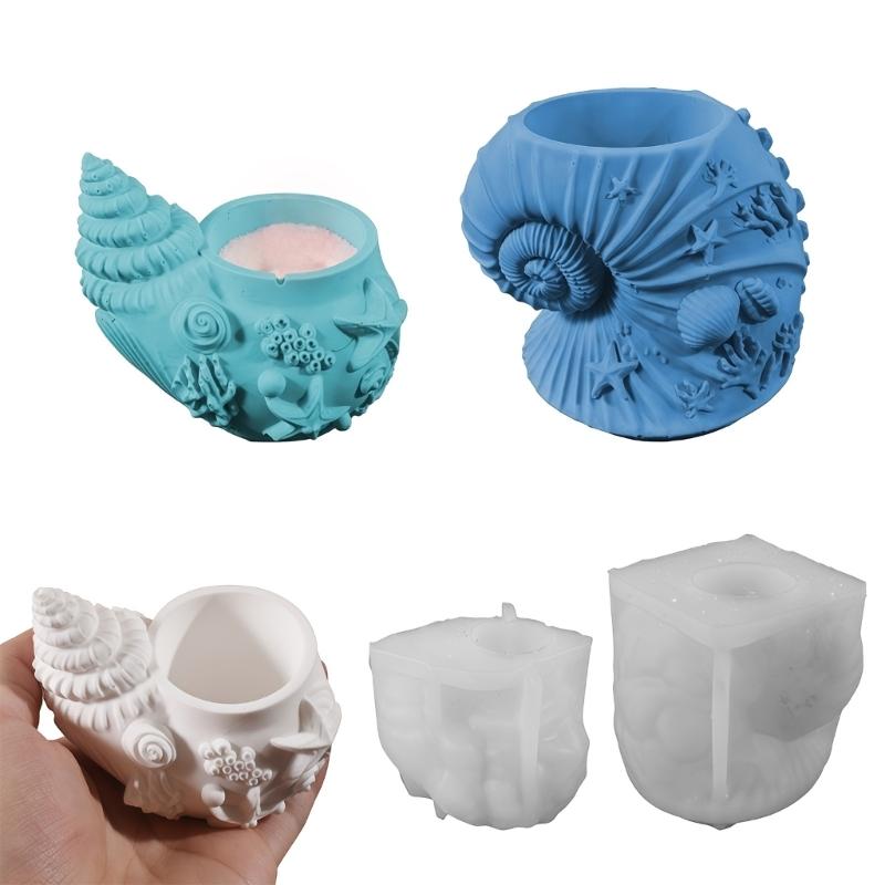 Conch Shape Candle Cup Silicone Molds For Resin Casting Candle Holder Chocolate Flowerpot Gypsum Statue Home Decoration