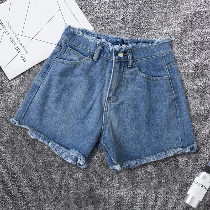 Summer Woman High Haist Jeans Shorts Rough-edges Denim Short Pants Schoolgirl Casual Pants Jeans