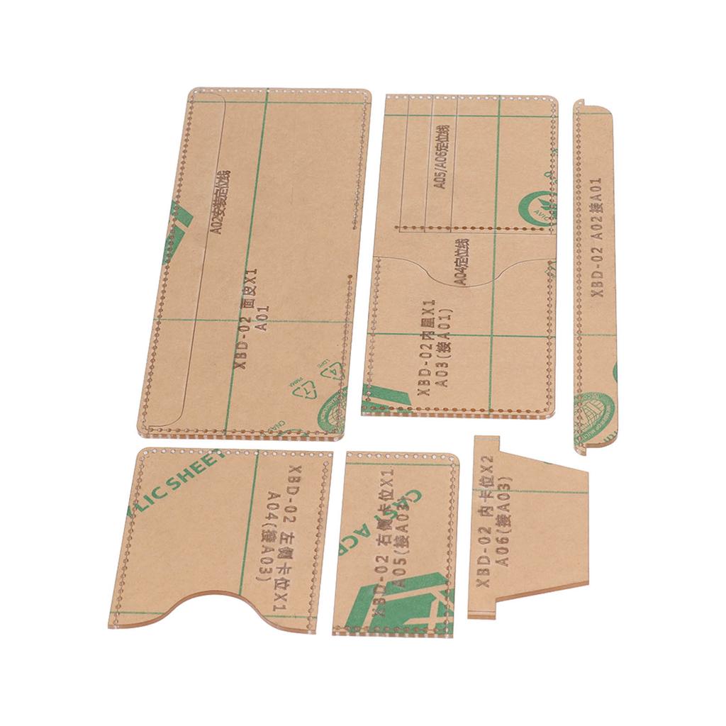 6PCS Acrylic Template DIY Wallet Pattern Handmade Making Mold Craft Tools Accessories for Card Bag