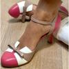Fashion New Style Sweet Female Pumps Round Toe Small Heels 6cm Buckle Strap Bowknot Mixed Color Plus Size 34-43 Spring Dating Shoes