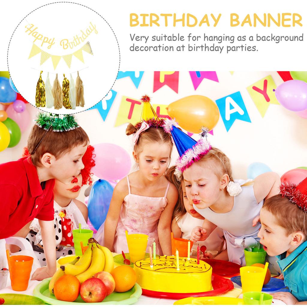 1Set Premium Paper Plastic Happy Birthday Banner Hanging Party Decoration for Photo Backdrop Room Decor Birthday Party Supplies
