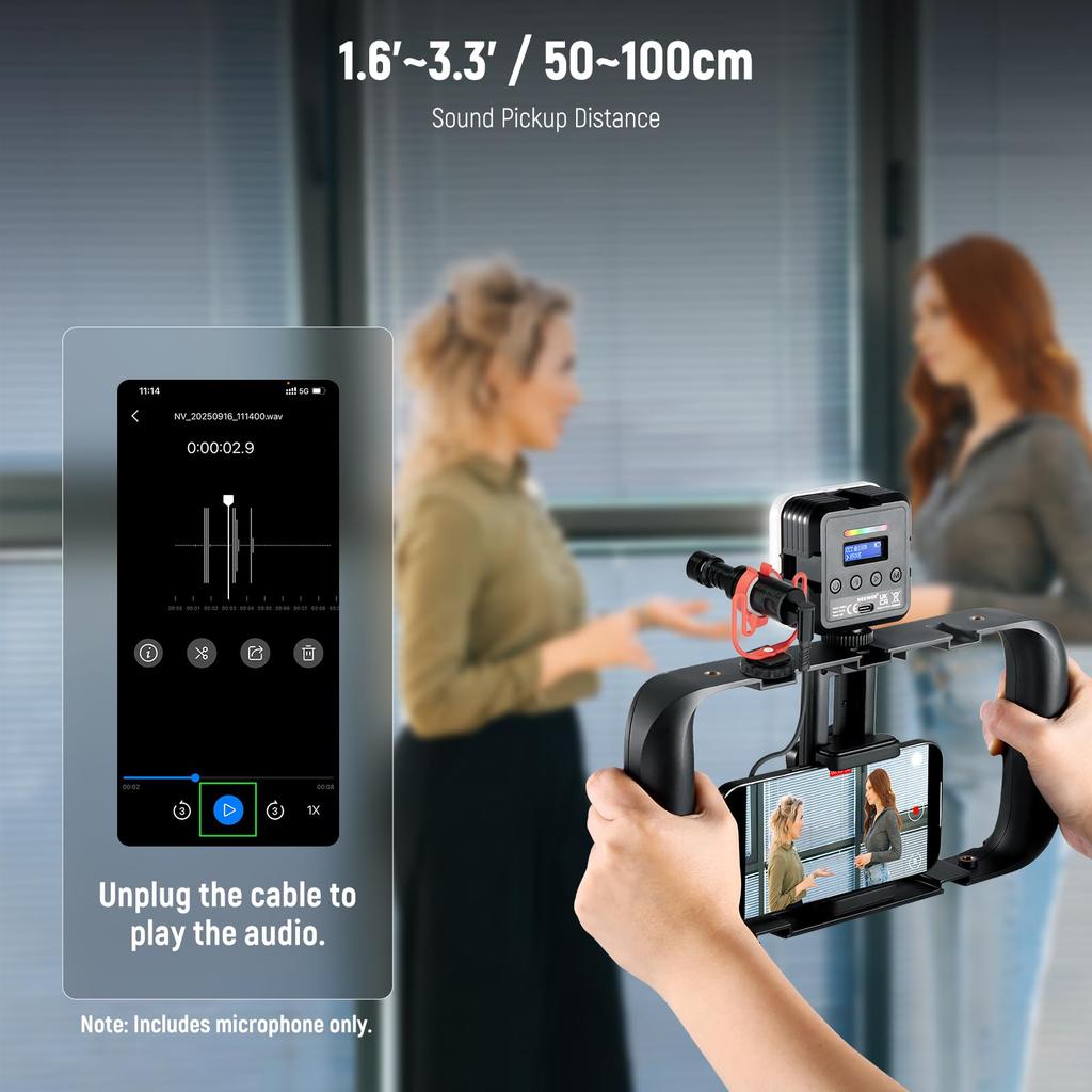 NEEWER Video Microphone, External Microphone, Plug & Play, 20-20KHz, Noise Reduction, High Sensitivity Cardioid, 3.5mm TRS/USB C OTG Cable, Shock Moun