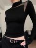 Women's Trendy Autumn Mesh Spliced Long Sleeve Slimming Top