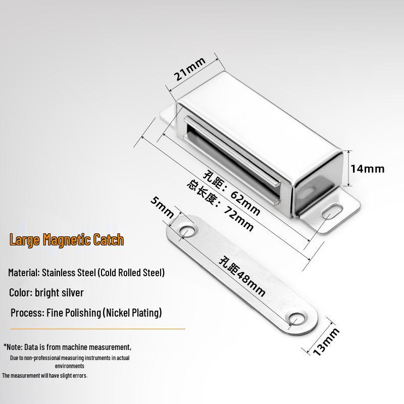 Stainless Steel Magnetic Door Catch & Stopper for Wooden Cabinets