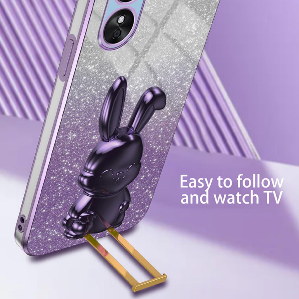 For Oppo A17 4G Cellphone Case Rabbit Design PC+TPU Cover with Kickstand