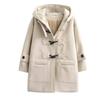 JINZUOMA Chesterfield Duffle Hooded Solid Popular for and Everyday and Beige Size Women's Coat, Jacket, Coat, Coat, Coat, Autumn/Winter, Fashionable,