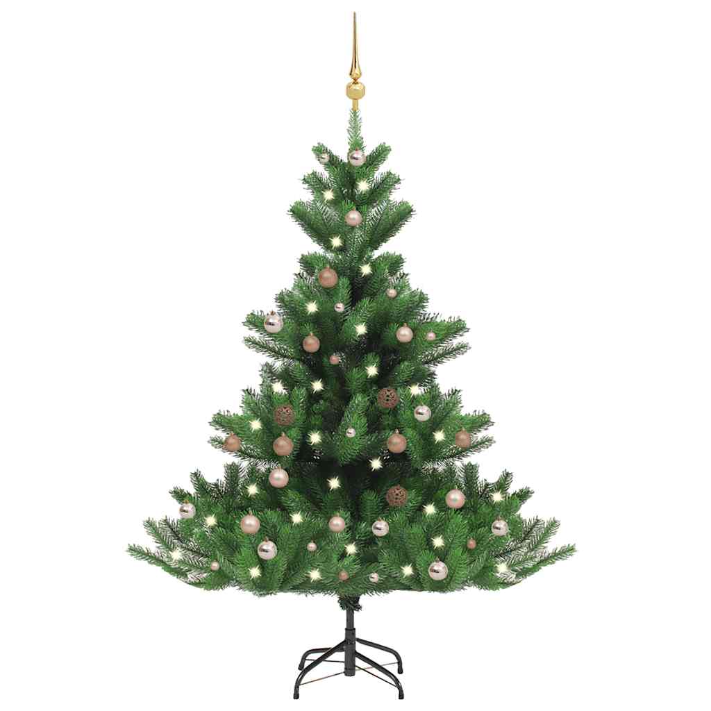 Vidaxl Sztuczna Jodła Kaukaska Z Led I Bombkami, Zielona, 150 Cm